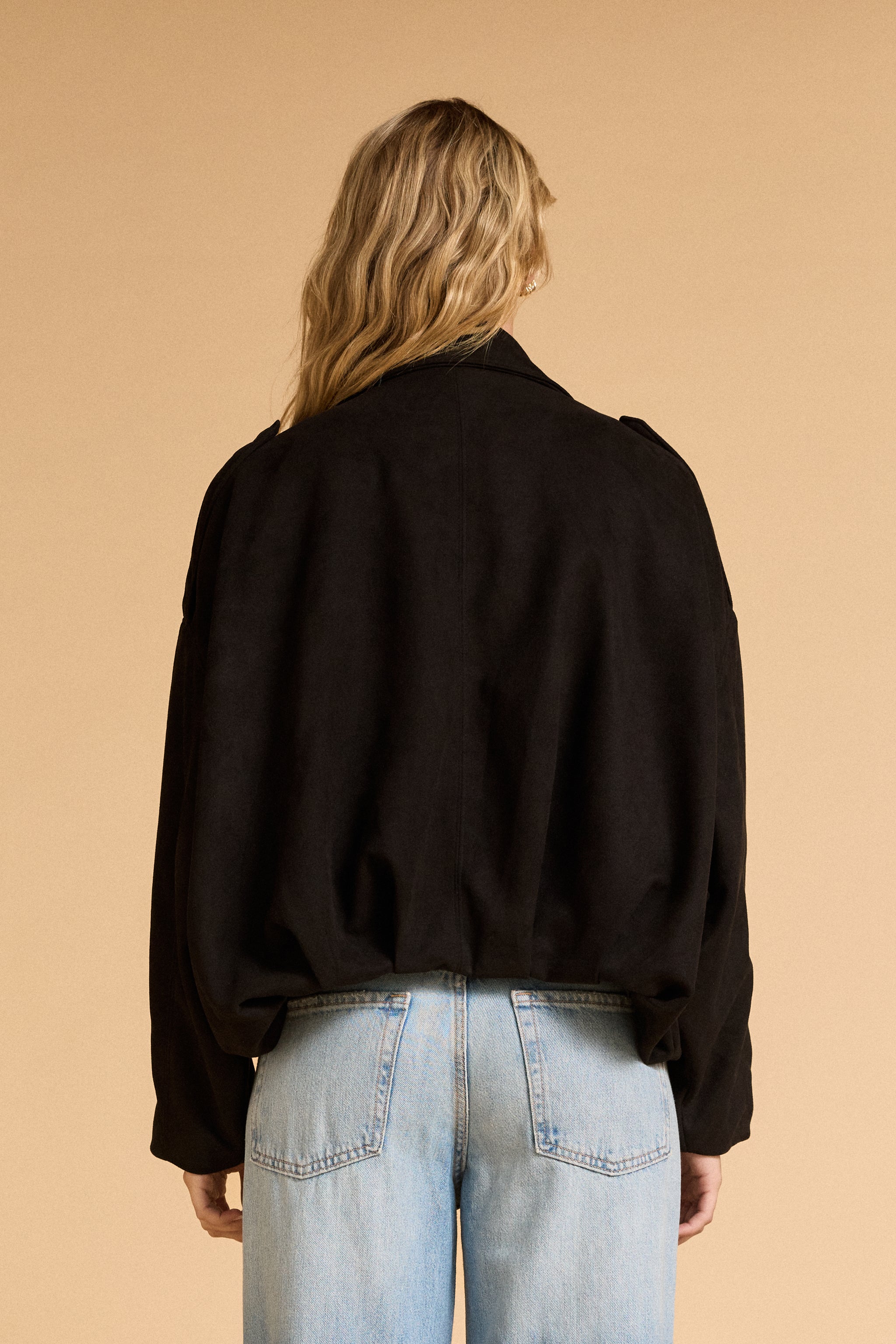 FAUX SUEDE BOMBER JACKET - BLACK – MVN